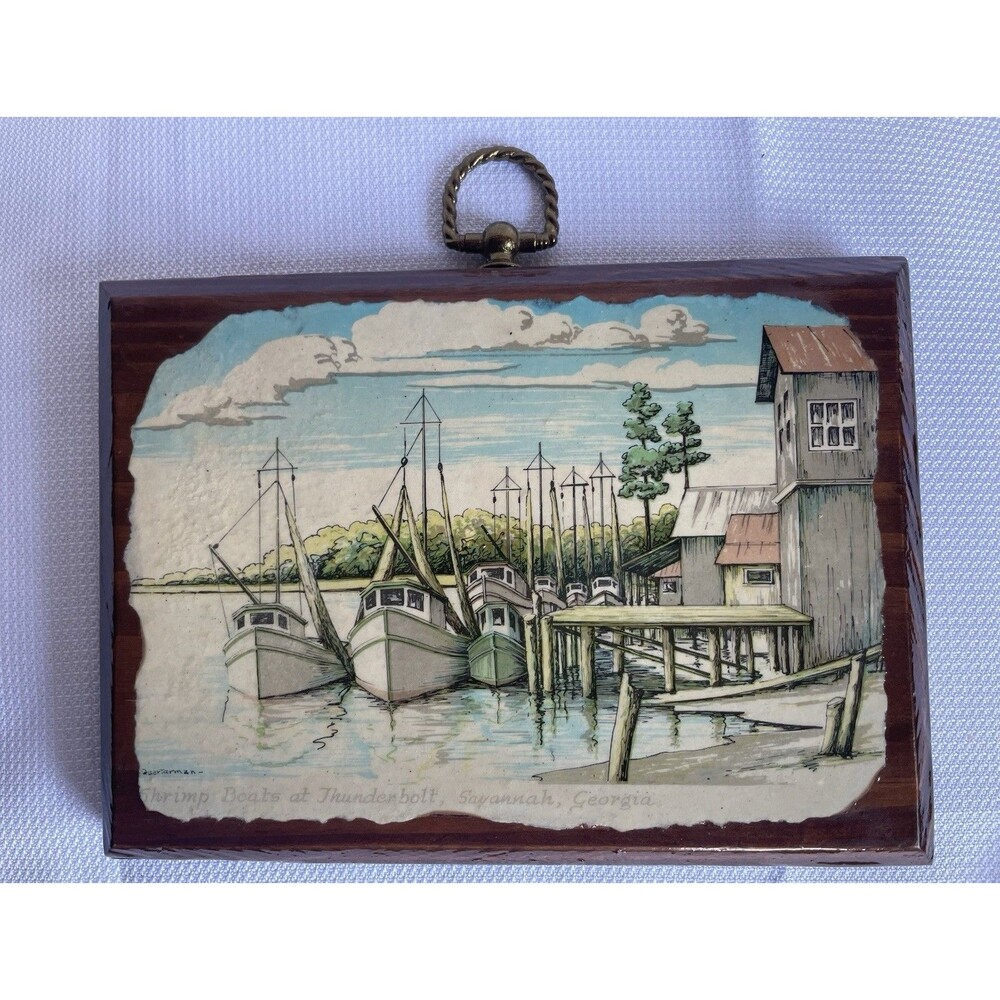 Vintage Leonora Quarterman Savannah GA‎ Wooden Plaques Set of 4 - Picture 10 of 12